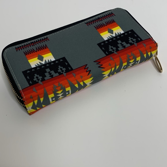 Aztec Wallet | Bright Canvas Two Zipper Wallet | Hippie Travel Bag | Boho Print - Picture 7 of 7